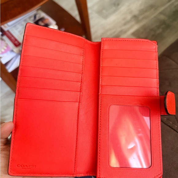 Coach Bright Orange Saffiano Leather Continental Wallet - Picture 5 of 5
